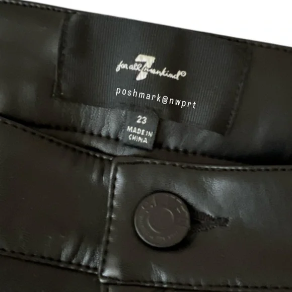 7FAM 🎸 7 For All Mankind Faux Leather High Rise Flare Pants 23 - Picture 4 of 12